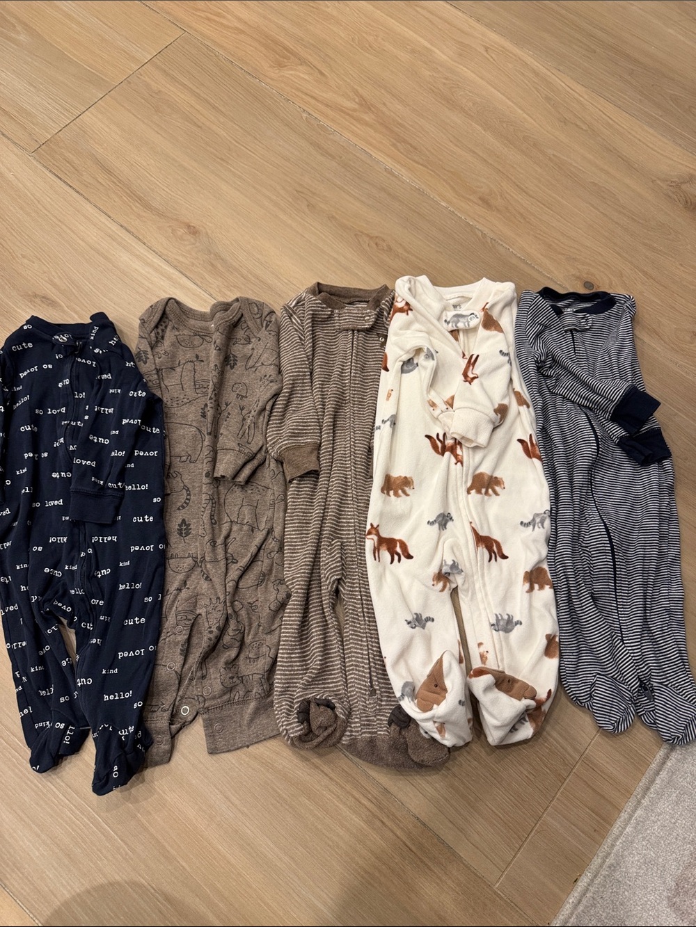 Carter’s Kids Long-Sleeve Animal & Neutral Sleepwear Set - White/Brown/Navy